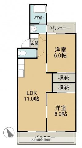 翠光マンション(2LDK/2階)の間取り写真