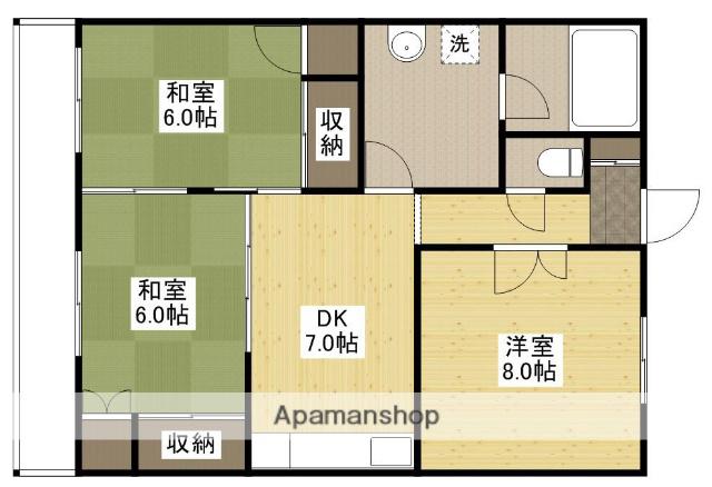 日興マンションA棟(3DK/2階)の間取り写真