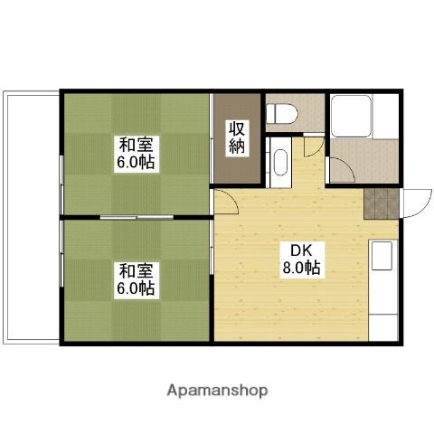 第一旭ビル(2DK/3階)の間取り写真