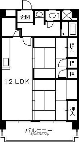 三滝コーポラス(2LDK/7階)の間取り写真