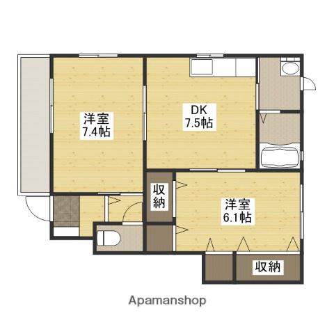 ヴィラージュA(2DK/1階)の間取り写真