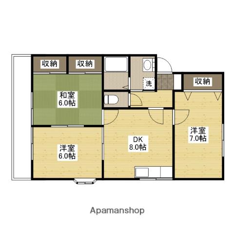 グランデュール横山B棟(3DK/2階)の間取り写真