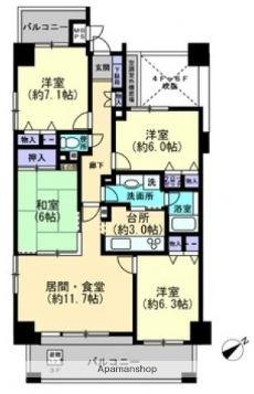 アーバンビュー平和公園(4LDK/5階)の間取り写真