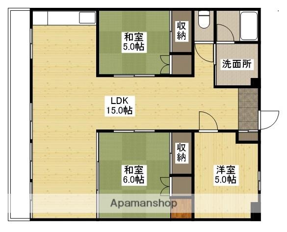 山口ビル(3LDK/2階)の間取り写真