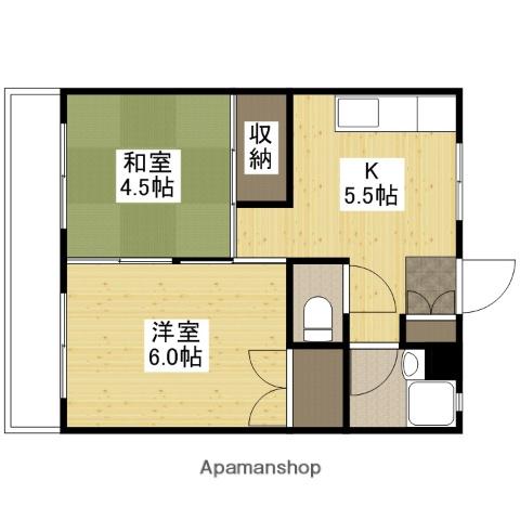 タカハシビル(2K/4階)の間取り写真