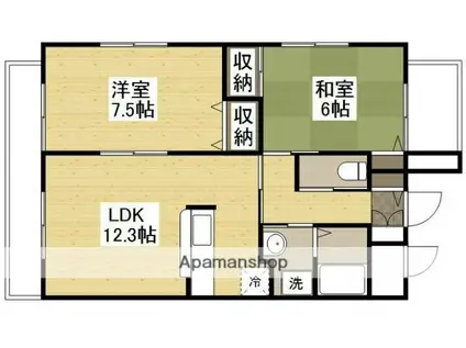 ミニヨンフルールAWA(2LDK/3階)の間取り写真