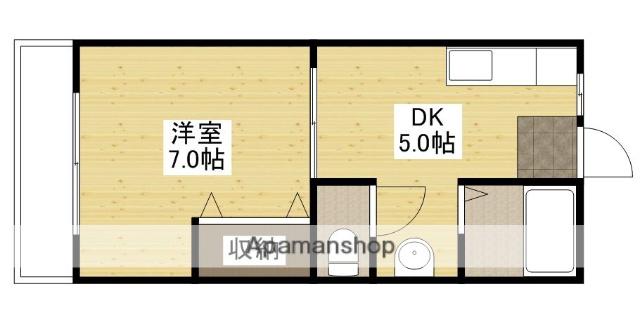 琴荘(1DK/2階)の間取り写真