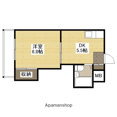コーポカワモト(1DK/3階)の間取り写真