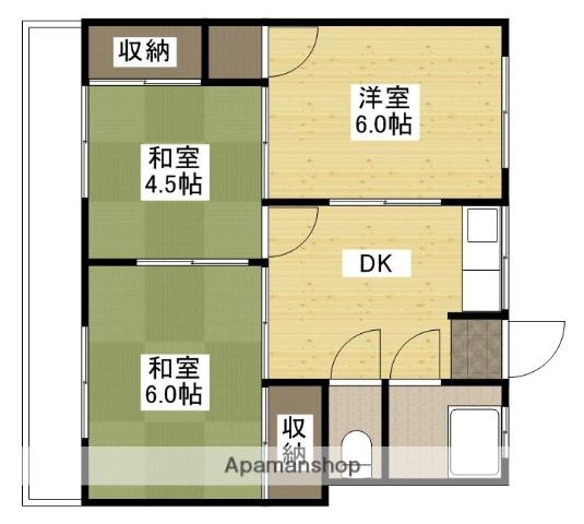 カツミビル(3DK/3階)の間取り写真