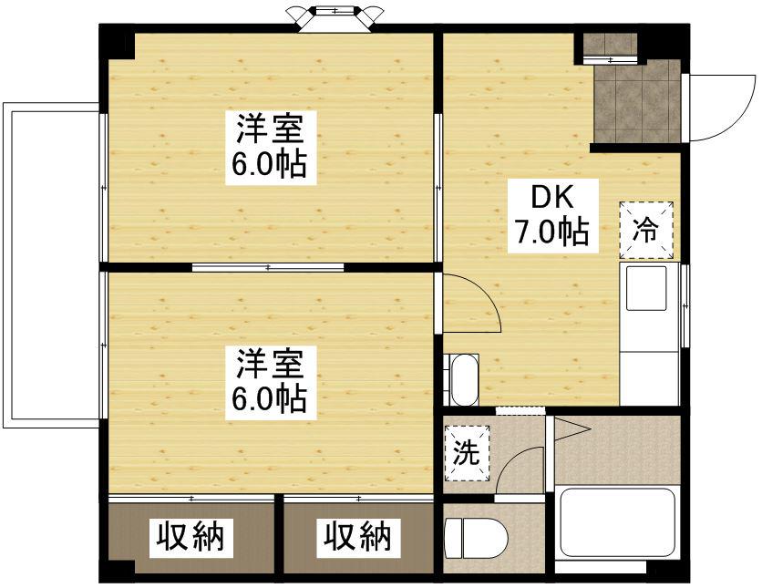 アーバンF(2DK/1階)の間取り写真