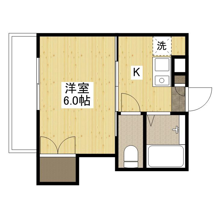 シングルピア五日市(1K/6階)の間取り写真