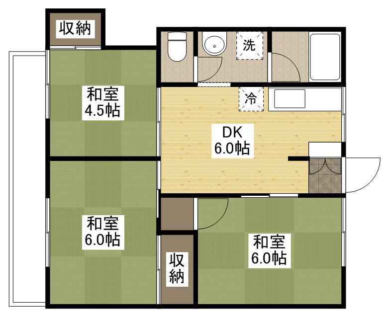 クツナイビル(3DK/3階)の間取り写真