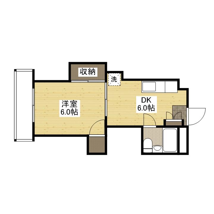 高本ビル(1DK/3階)の間取り写真