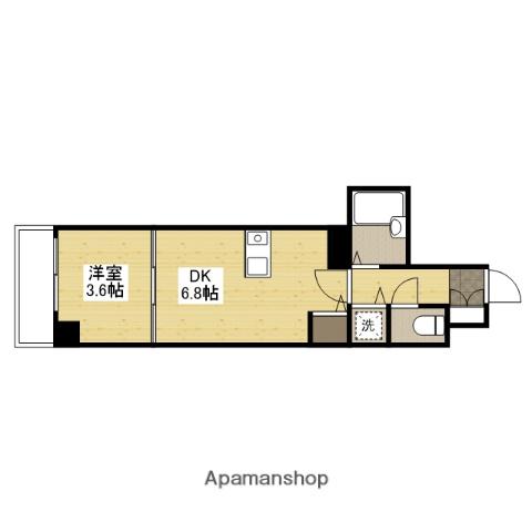 SPLASH ウエスト(1DK/4階)の間取り写真