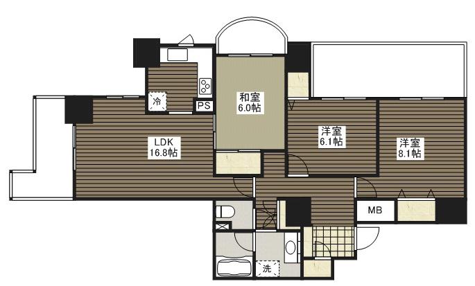 A.CITYタワーズウエスト(3LDK/13階)の間取り写真