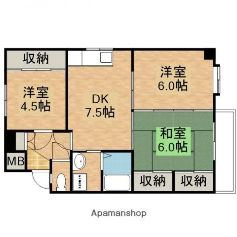 昭和中町Uビル(3DK/3階)の間取り写真