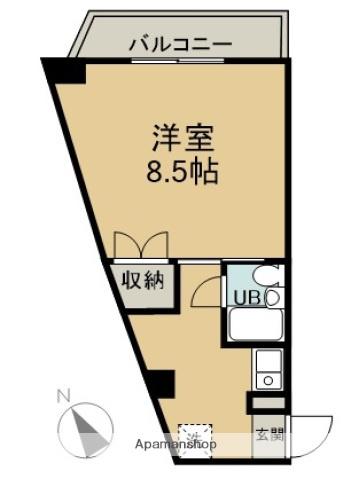 山市ビル(1DK/4階)の間取り写真