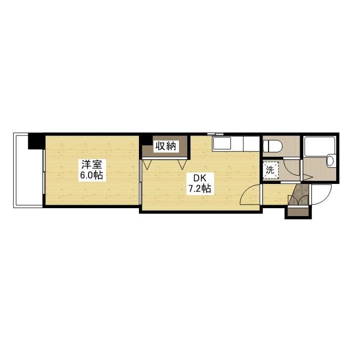 WELCOME舟入(1DK/7階)の間取り写真