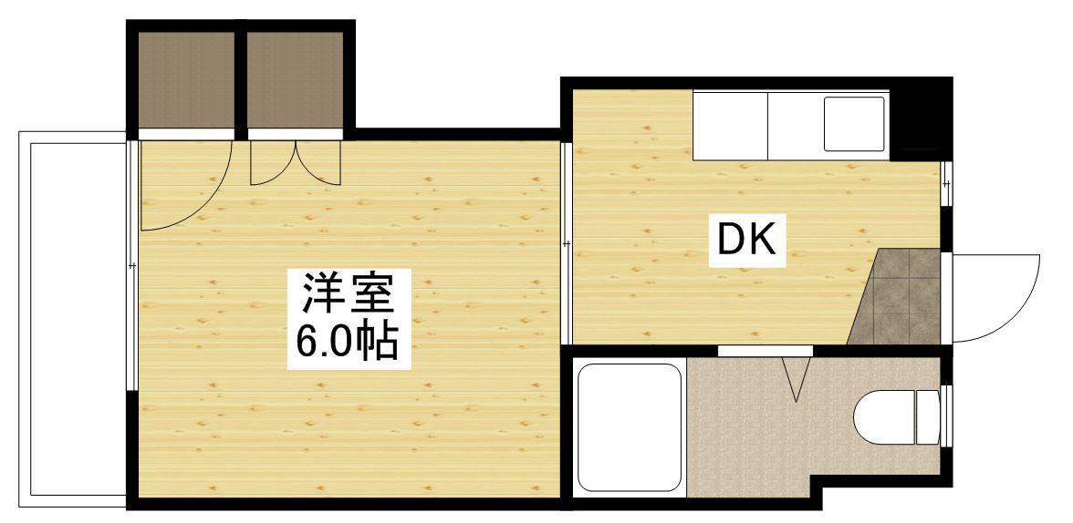 ヤマトビル(1DK/4階)の間取り写真