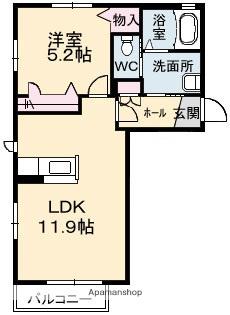 ハーブ上ヶ原Ⅳ(1LDK/2階)の間取り写真