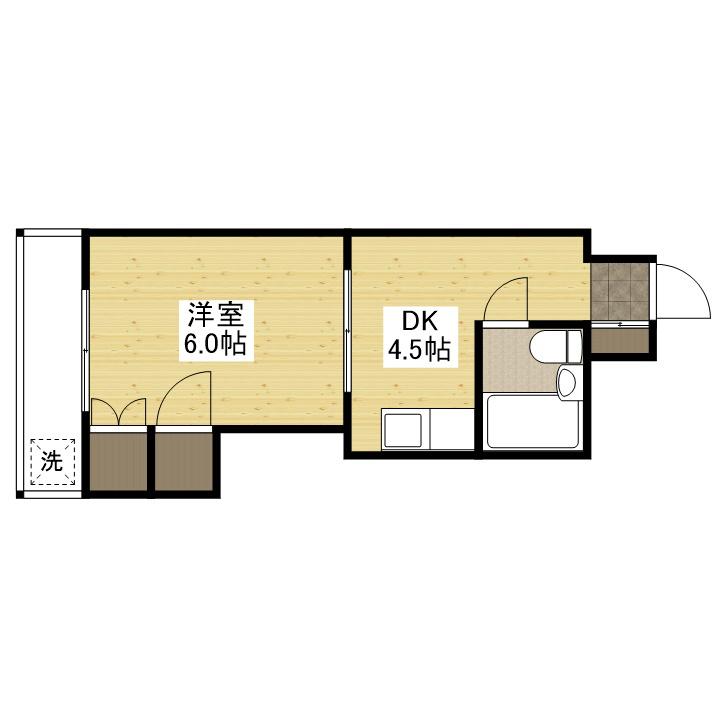 第2沖田ビル(1DK/5階)の間取り写真