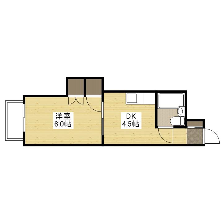 第2沖田ビル(1DK/4階)の間取り写真