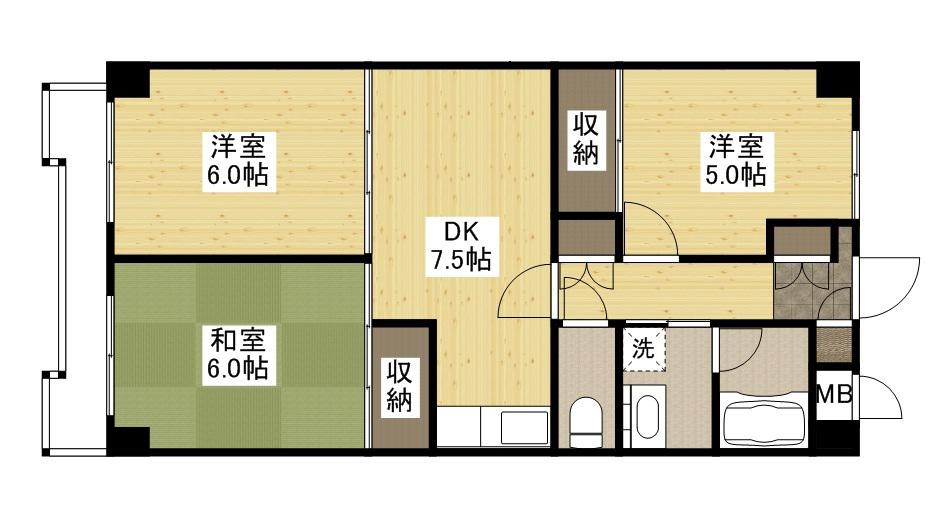 東邦マンション(3DK/3階)の間取り写真