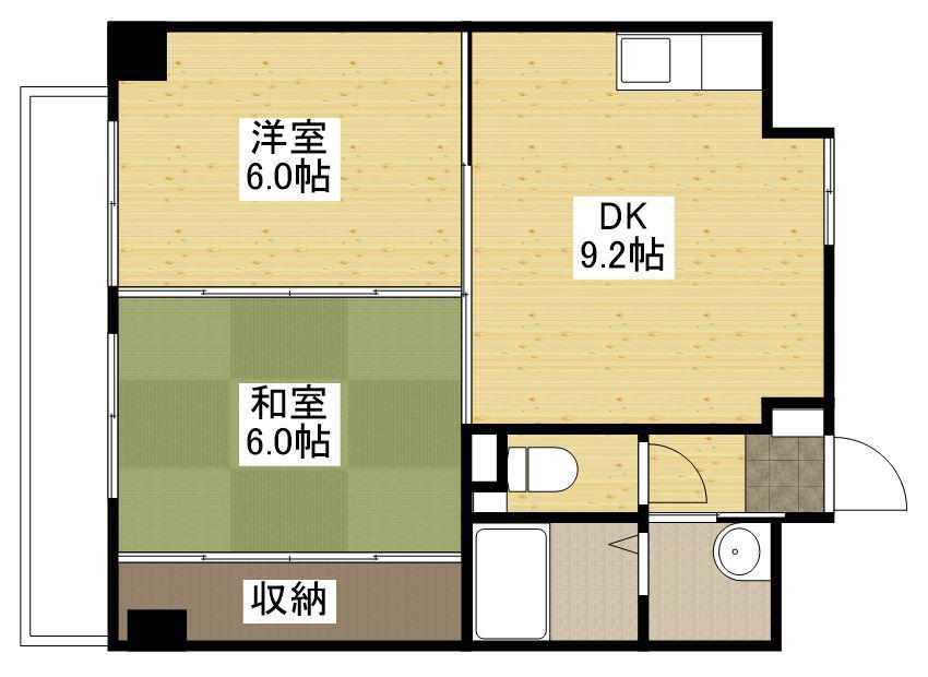 フレア21三滝(2DK/8階)の間取り写真