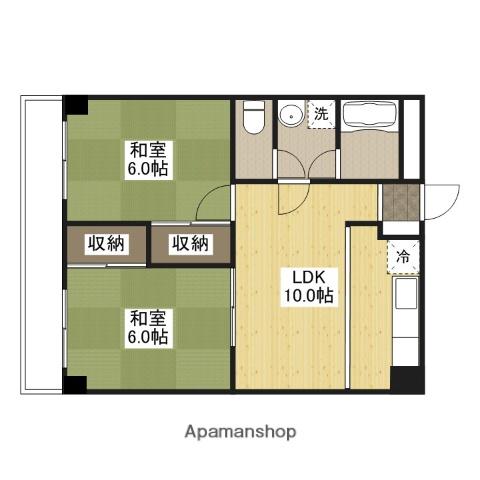 コーポ安古市(2LDK/7階)の間取り写真