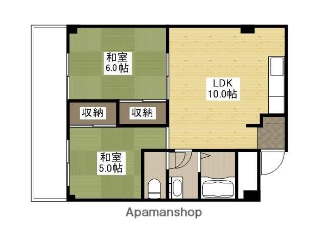 コーポ安古市(2LDK/6階)の間取り写真