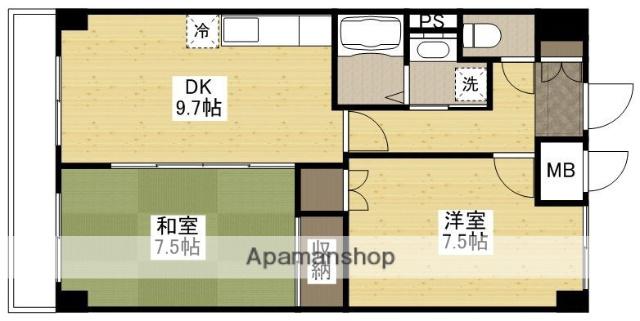 田部ビル(2DK/9階)の間取り写真