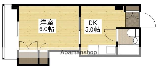 サンハイムうえだ(1DK/3階)の間取り写真