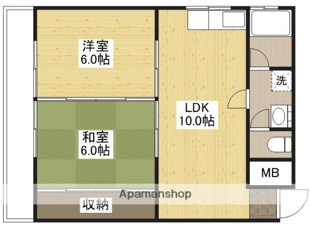 第3若宮ビル(2LDK/1階)の間取り写真