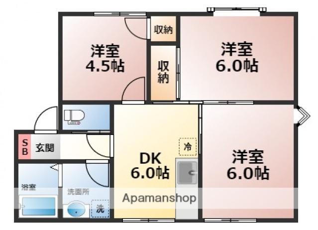 グリーンハウスⅠ(3DK/2階)の間取り写真