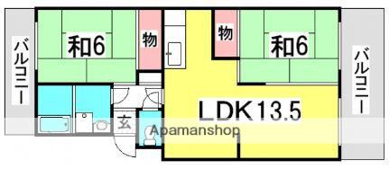 第1ビューハイツ(2LDK/4階)の間取り写真