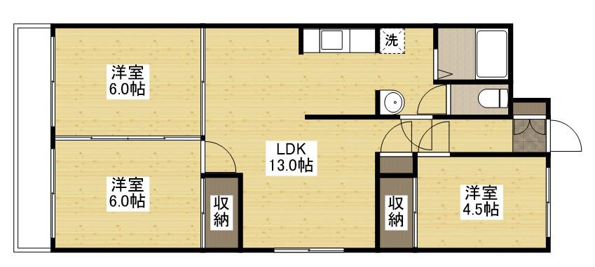 ヘルックワセダ(3LDK/1階)の間取り写真