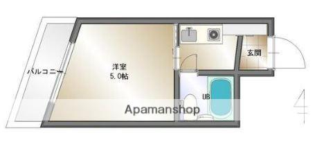 ベル天満(1K/3階)の間取り写真