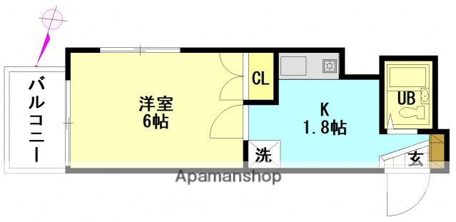 メゾンダイアナイン皆実(1K/8階)の間取り写真