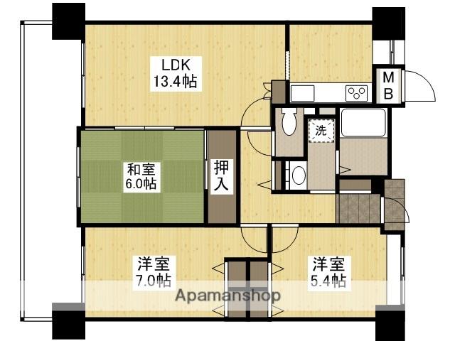 ロイヤルシャトー祇園(3LDK/3階)の間取り写真