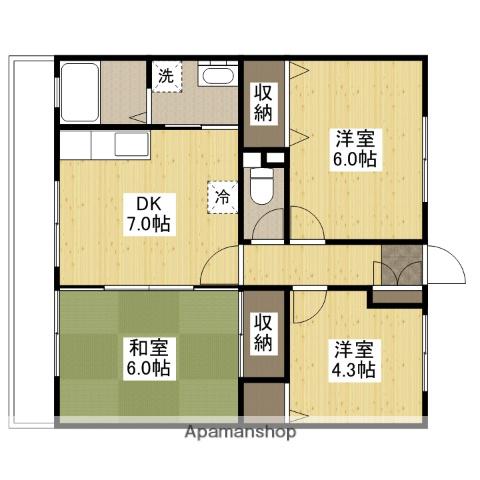 ベージュ278(3DK/3階)の間取り写真