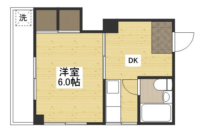 第3原田ビル(1DK/4階)の間取り写真