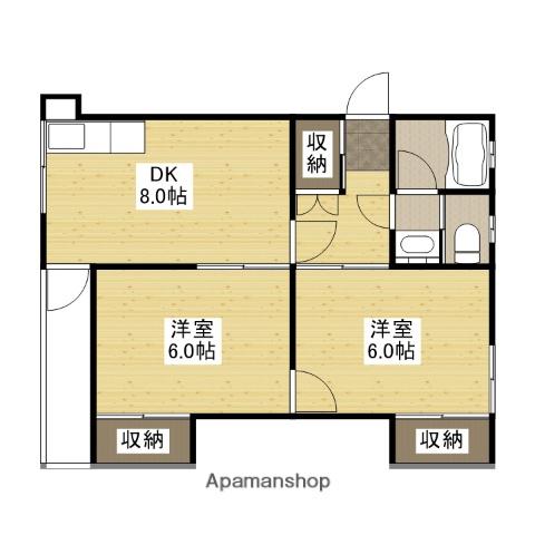 グランドヒルズタクミ戸坂Ⅱ(2DK/1階)の間取り写真