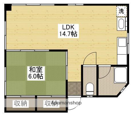 第1田万里ビル(1LDK/5階)の間取り写真