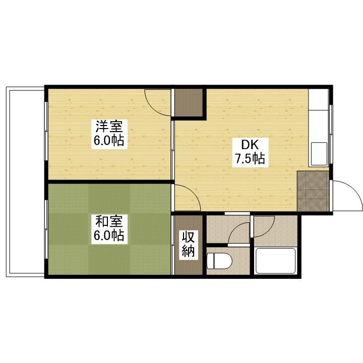 ウイング五日市駅前 B棟(2DK/4階)の間取り写真