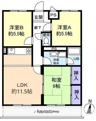 ヴィラ平林Ⅱ(3LDK/2階)の間取り写真