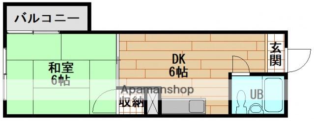 コーポ安留(1DK/2階)の間取り写真