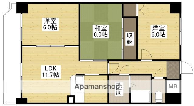 アピアイレブン(3LDK/1階)の間取り写真