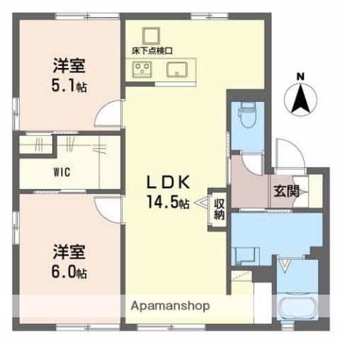 フォーブル戸坂 A棟(2LDK/1階)の間取り写真