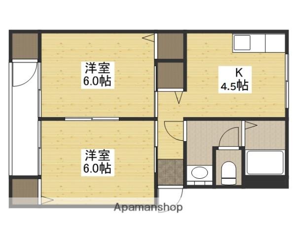 サンハイツ温品(2K/1階)の間取り写真