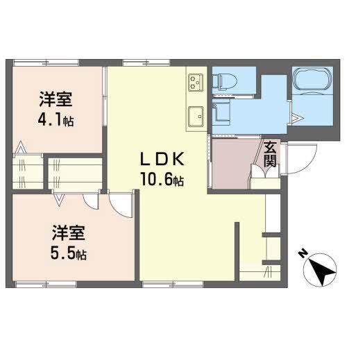 コーポ木谷(2LDK/1階)の間取り写真
